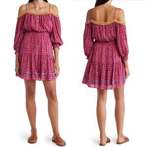 NWT Betsey Johnson Pink/Purple Vines of Bali Mini Dress - Size: Small